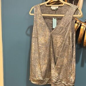 Elegant Metallic Silver/Gold Sleeveless Top